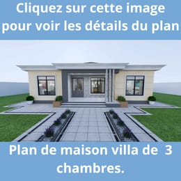 Plan de maison villa de trois chambres.