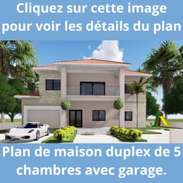 Plan de maison duplex de 5 chambres.