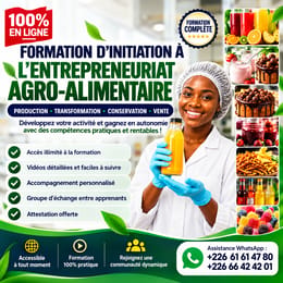 FORMATION D'INITIATION À L'ENTREPRENEURIAT AGROALIMENTAIRE