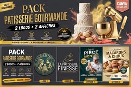 Pack Pâtisserie Branding – 2 Logos + 2 Affiches Modifiables