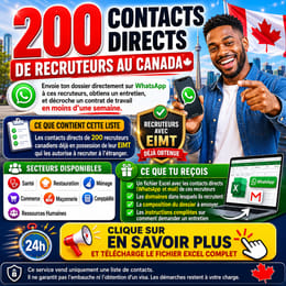 200 CONTACTS DIRECTS DE RECRUTEURS AU CANADA