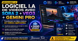 LOGICIEL I.A DE VIDÉOS AVEC SORA 2 +VEO3 + GEMINI PRO + FORMATION + GROUPE DE SUIVIS (+3000 inscrit)