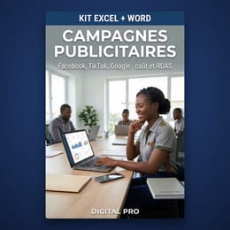Pack Campagnes publicitaires : Facebook, TikTok, Google, coût par résultat et ROAS sur Excel