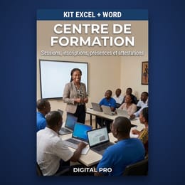Pack Centre de formation : sessions, inscriptions, présences, attestations et paiements sur Excel