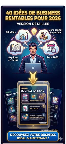 40 IDEES DE BUSINESS  DETAILLE RENTABLE POUR 2026