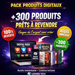 Pack Business Digital 300 Produits: Revente Immédiate 100% Bénéfices