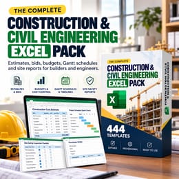 The Complete Construction & Civil Engineering Excel Toolkit — 444 Templates