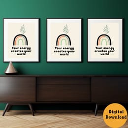 Affiche Motivationnelle Arc-en-Ciel Boho | Décoration Murale Positive | Art Digital Your Energy