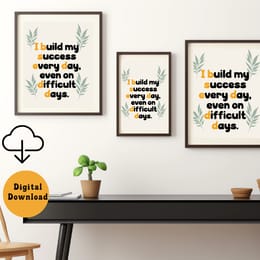 Affiche Positive 'I Build My Success' – Décoration Murale Qui Booste la Productivité Instantanément