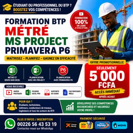 Formation en métré,MS project et Primavera P6