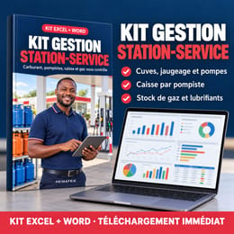 Kit Gestion Station-service : cuves, pompistes, caisse, clients et gaz sur Excel
