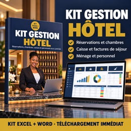 Kit Gestion Hôtel : réservations, réception, caisse, ménage et finances sur Excel