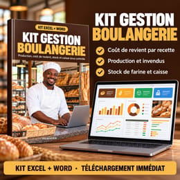 Kit Gestion Boulangerie : coûts, production, stock, caisse et dépôts sur Excel
