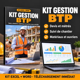 Kit Gestion BTP : devis, chantiers, situations, matériaux et ouvriers sur Excel