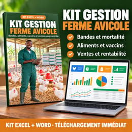 Kit Gestion Ferme avicole et porcine : bandes, vaccins, provende et ventes Excel