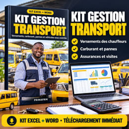 Kit Gestion Transport : versements, carburant, entretien et papiers sur Excel