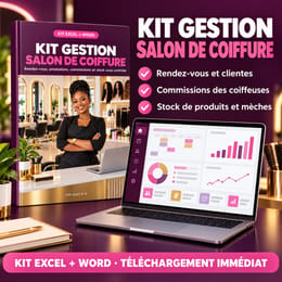 Kit Gestion Salon de coiffure : rendez-vous, caisse, clientes et stock sur Excel