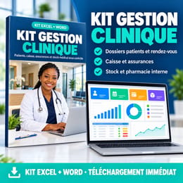 Kit Gestion Clinique : patients, caisse, assurances et hospitalisation sur Excel