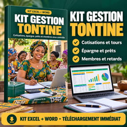 Kit Gestion Tontine : cotisations, épargne, crédits et caisse sur Excel