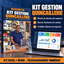 Kit Gestion Quincaillerie : stock, devis, caisse, crédits et livraisons sur Excel