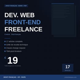 Modèle contrat développeur web front-end freelance — Droit français (Word + PDF)