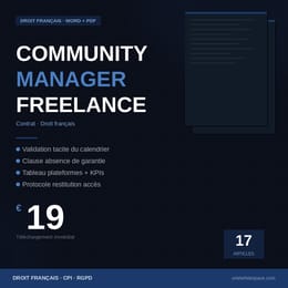 Modèle contrat community manager freelance — Droit français (Word + PDF)