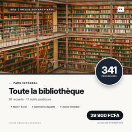 Pack intégral · Bibliothèque SOP Archivage · 341 procédures d'archivage prêtes à signer