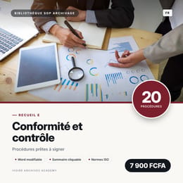 Recueil E · Conformité et contrôle · 20 procédures d'archivage prêtes à signer