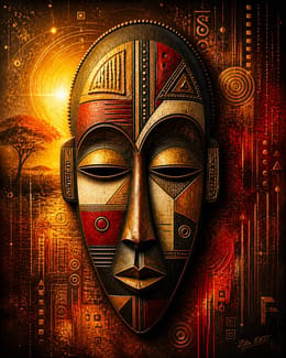 Collection Masques Africains – 5 Tableaux Abstraits, Signés Zita EKO