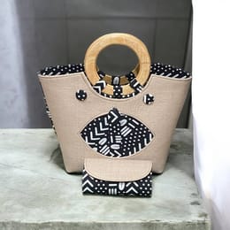 Sac à main élégant avec portefeuille assorti - Style africain.