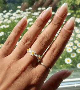 Bague petites marguerites en perles