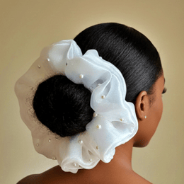 ACCESSOIRE COIFFURE CHOUCHOU OVERSIZED ORGANZA ET PERLES