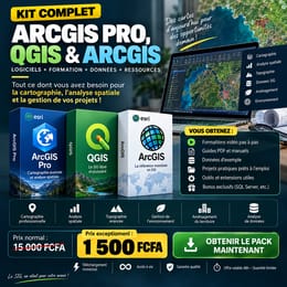 KIT COMPLET ArcGIS Pro + QGIS + ArcGIS : Formation complète + Logiciels Offerts + Guides + Projets 🎓