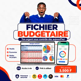 Fichier Budgétaire : Tableau budget mensuel et annuel – Suivi des finances
