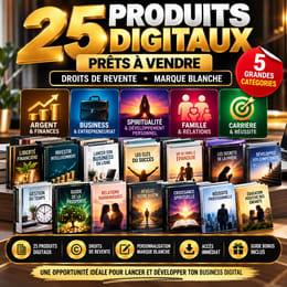 Pack de 25 produits digitaux avec droits de revente