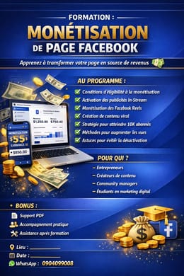 FORMATION EN MONÉTISATION DES PAGES FACEBOOK