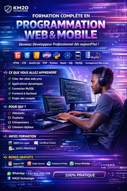 FORMATION COMPLETE DE DEVELOPPEMENT WEB, MOBILE ET LA CREATION DE LA BASE DES DONNEES