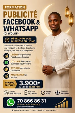Créez des publicités Facebook rentables & convertissez sur WhatsApp – Boostez vos ventes maintenant!