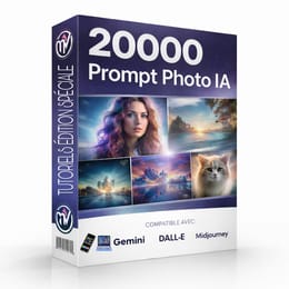 Packs 20000 Prompts IA Photo : Créez des Visuels Époustouflants avec Gemini, DALL·E, MidJourney