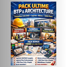 PACK ULTIME BTP & ARCHITECTURE : Formation CAO/DAO + Logiciels + Métrés + 1000 Plans 🚀