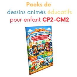 Packs de dessins animés éducatifs en anglais et en informatique pour enfants du CP1-CM2