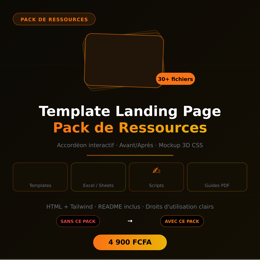 🗂️ Template Landing Page Pack de Ressources — HTML + Tailwind
