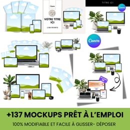 +137 Mockups CANVA prêt à l'emploi