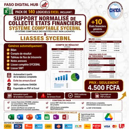 SYCEBNL SUPPORT NORMALISÉ + LIASSE SMT + de 140 PROGICIELS EXCEL +5000 TEMPLATES EXCEL MODIFIABLES
