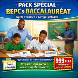 Pack sujets + corrigé Baccalauréat et BEPC CONGO BRAZZAVILLE