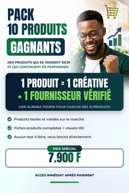 10 Produits gagnants avec 10 créatives + leurs fournisseurs Alibaba vérifier