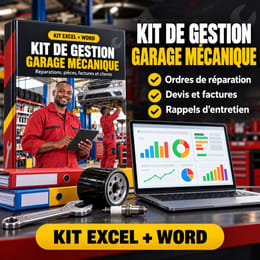 Kit de gestion Garage mécanique : réparations, pièces, factures et clients