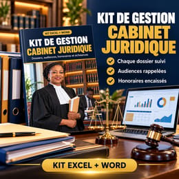 Kit gestion Cabinet juridique : dossiers, audiences, honoraires (Excel + Word)