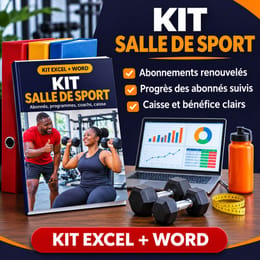 Kit Salle de Sport : abonnés, programmes, coachs et caisse (Excel + Word)