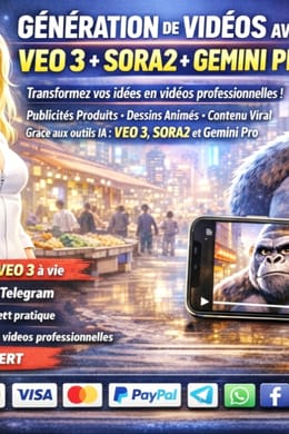 LOGICIEL I.A DE VIDÉOS AVEC SORA 2 +VEO3 +GROK+ GEMINI PRO + FORMATION